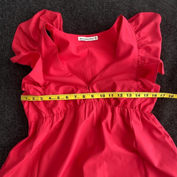 Abercrombie & Fitch Fluter Sleeve Tiered Dress M Pink - Picture 13 of 16